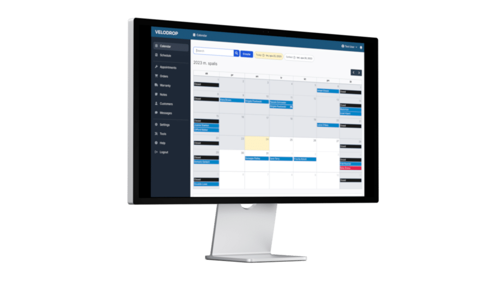 Calendar view on screen